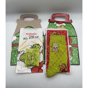 2025 McDONALD'S Grinch Christmas Adult Happy Meal w/ Green Socks and Grinch Salt